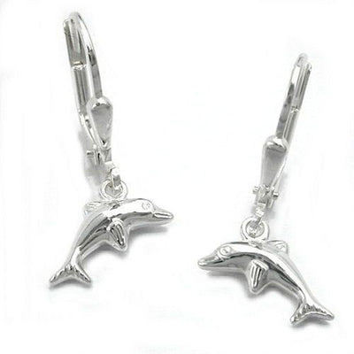 Dolphins Earrings Leverback  Silver 925