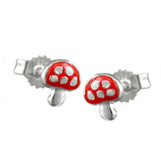 Earrings Toadstool Red Silver 925