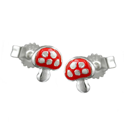 Earrings Toadstool Red Silver 925