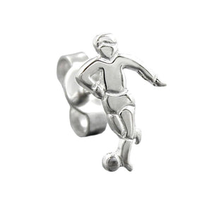 Stud Earring Football Player Silver 925