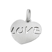 Heart with word 'Love' Charm Pendant, Silver 925