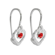 Leverback Earrings Red Silver 925