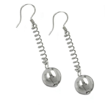 Earrings Ball And Feather Silver 925