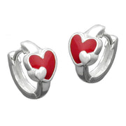 Earrings Leverback Heart Red Silver 925