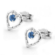 Earring Stud Heart Blue Silver 925