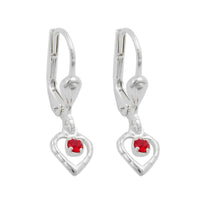 Leverback Earrings Heart Red Silver 925