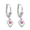 Earrings Leverback Heart Pink Silver 925