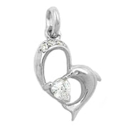 Dolphin-Heart Charm with Zirconia Silver 925
