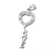 Love Key Pendant 'love' with A Heart of Zirconium Silver 925