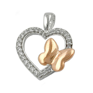 Pendant Heart With Zirconia And Butterfly Silver 925
