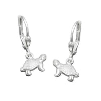 Turtle Earrings Leverback Silver 925