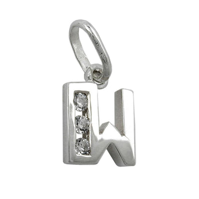 Pendant Initiale W With Cz Silver 925