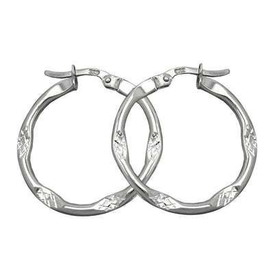 Hoop Earrings Diamond Cut Silver 925