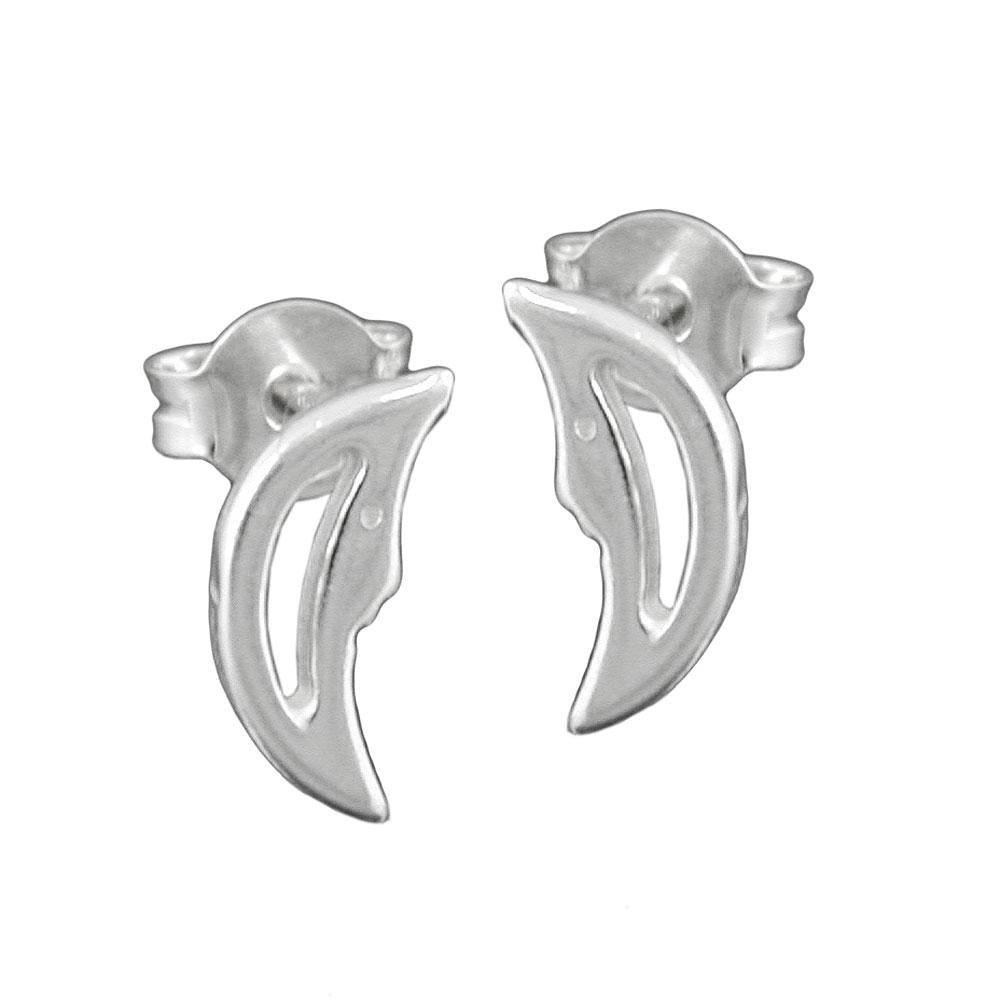 Stud Earrings Moon With Face Silver 925