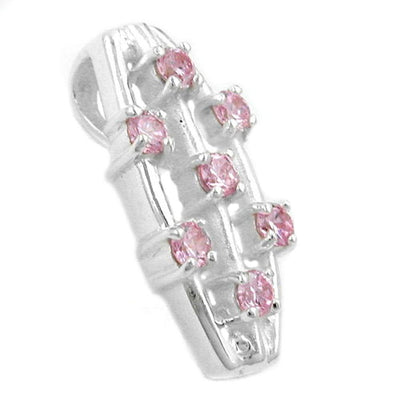 7 Pink Zirconium Crystals Charm Pendant, Silver 925