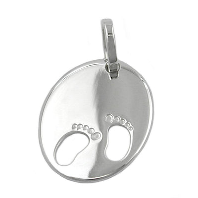 Baby's Christening Engravable with Feet Charm Pendant, Silver 925