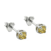 Stud Earrings Crystals 3mm Yellow Silver 925