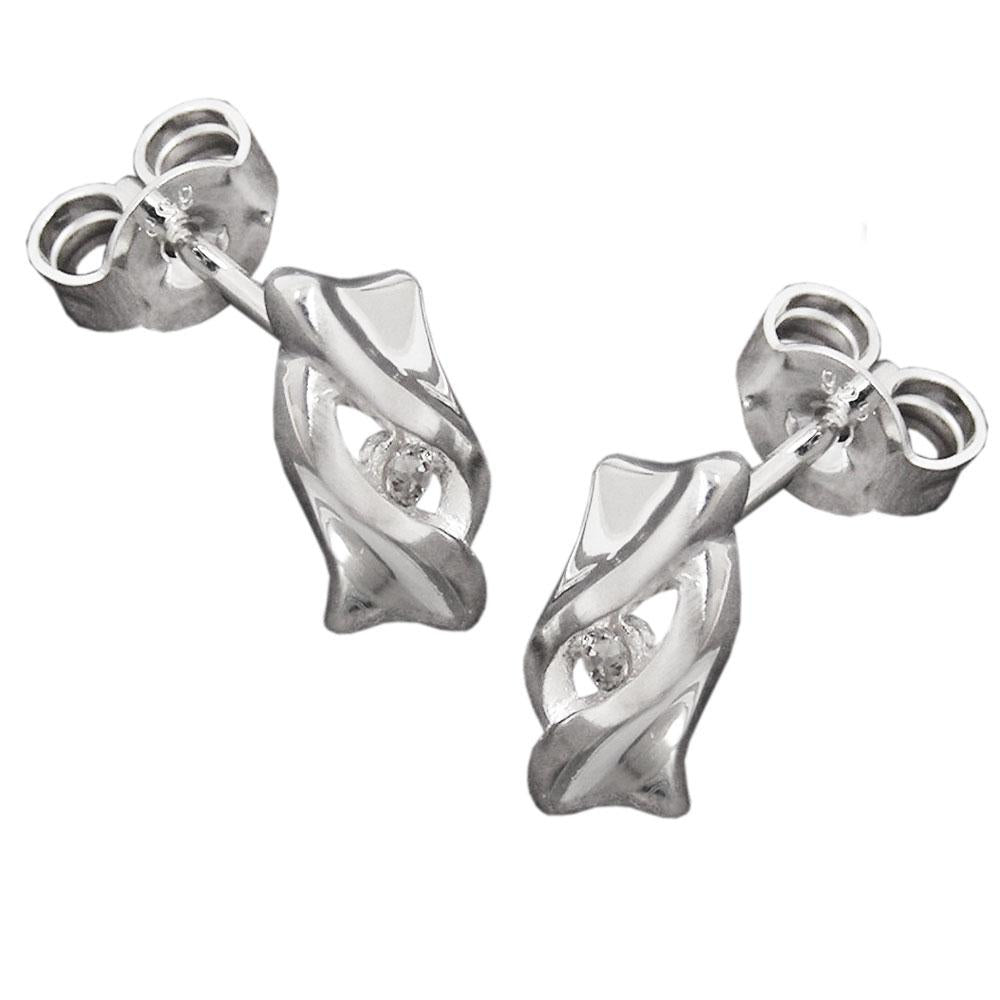 Stud Earrings Zirconia Crystals Silver 925