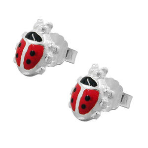 Earrings Ladybird Red Silver 925