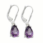 Earrings Leverback Amethyst Silver 925