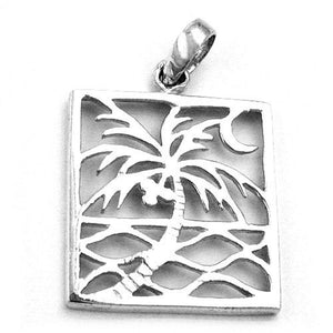 Pendant Rectangular Palm Tree Silver 925
