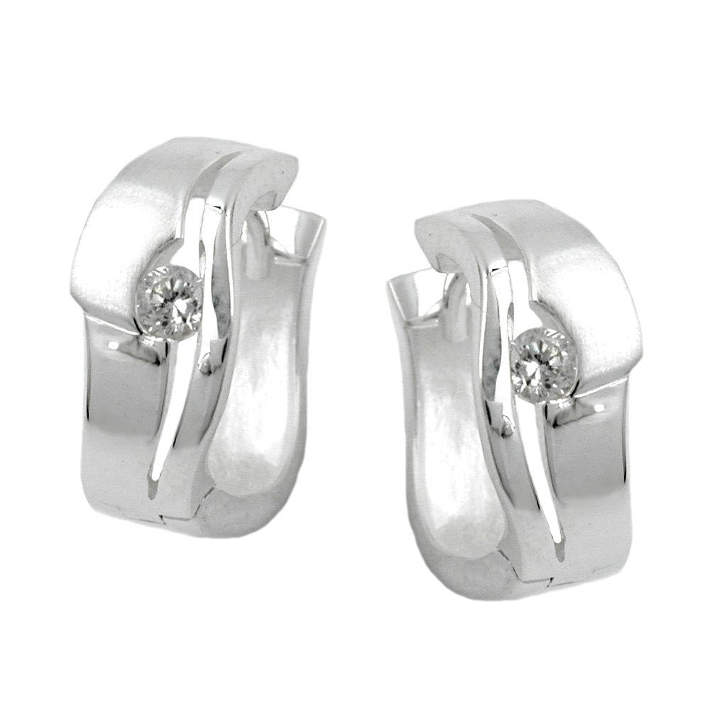 Hoop Earrings Cubic Zirconia,white Silver 925