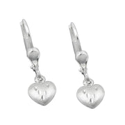 Heart Leverback Earrings Silver 925