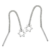 Open Stars Chain Earrings Silver 925