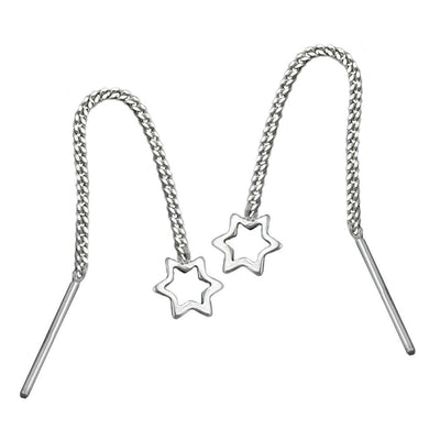 Open Stars Chain Earrings Silver 925