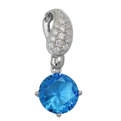 Blue Zirconia Crystal Charm, Silver 925