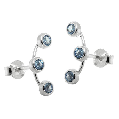 Earrings 3 Zirconias Aqua Silver 925