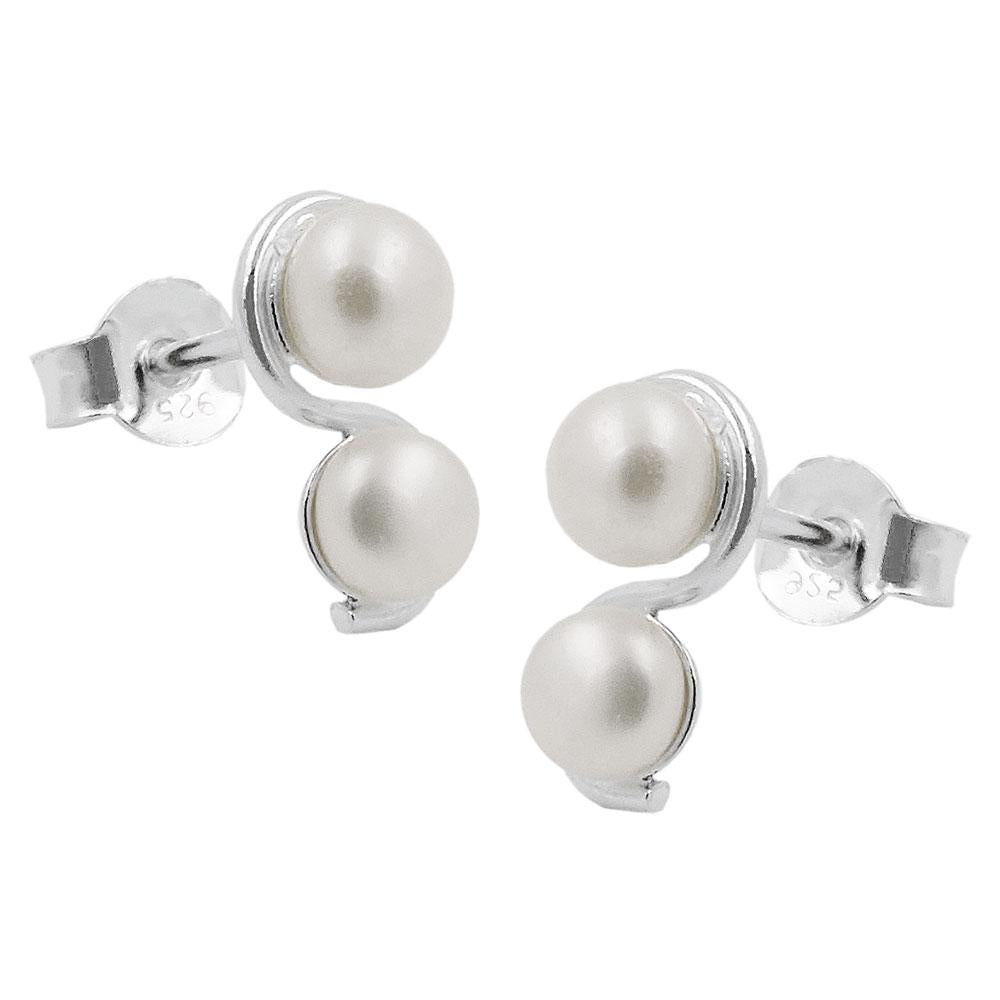 Earrings Studs 2 Pearls Silver 925