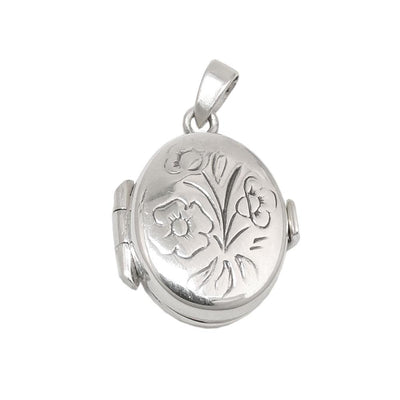 Floral Design Locket Charm Silver 925