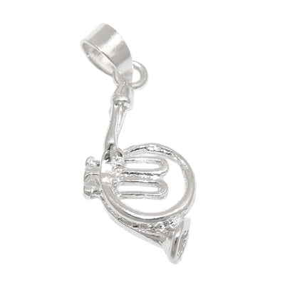 Brass Instrument Horn Charm Pendant, Silver 925