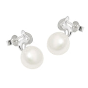 Earring Studs Pearl-zirconia Silver 925