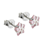 Earring Studs Zirconia Pink Silver 925
