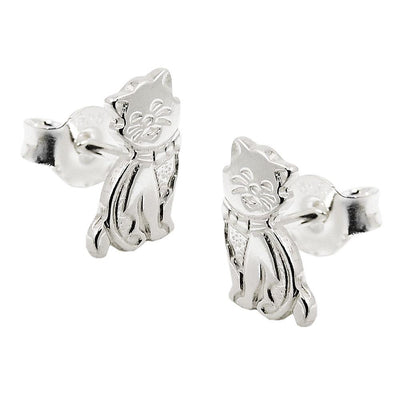 Earrings Cat Glossy Silver 925