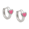 Hoop Earrings Heart Pink Silver 925
