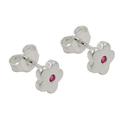 Studs Earrings Flower Pink Silver 925