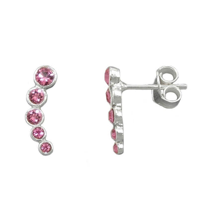 Earrings 5 Glasstones Pink Silver 925