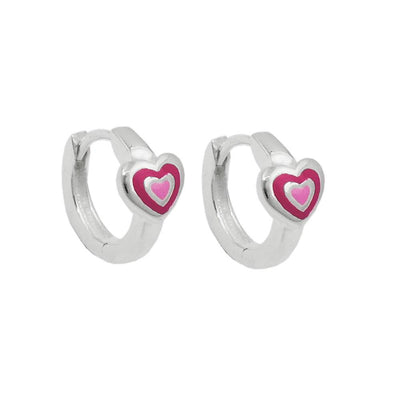Hoop Earrings Pink-laquered Silver 925