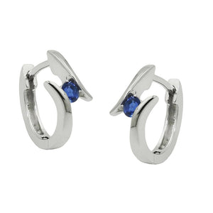 Hoop Earrings Zirconia Blue Silver 925