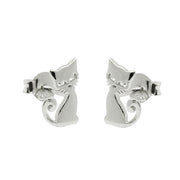 Earrings Cat Glossy Silver 925