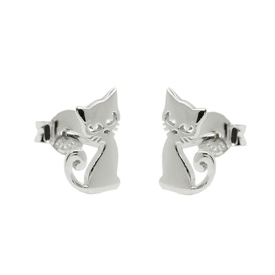 Earrings Cat Glossy Silver 925