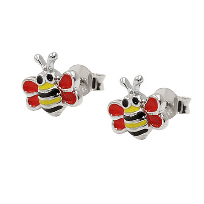 Earrings Bee Black-yellow Silver 925