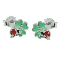 Earrings Clover Leaf Beetle Silver 925