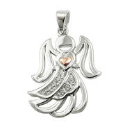 Robed Angel with Zirconium Charm Pendant, Silver 925