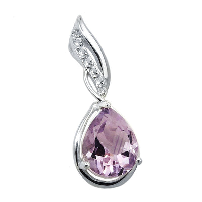 Amethyst Charm Pendant White Topaz, Silver 925