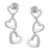 Earrings 3x Hearts Zirconias Silver 925