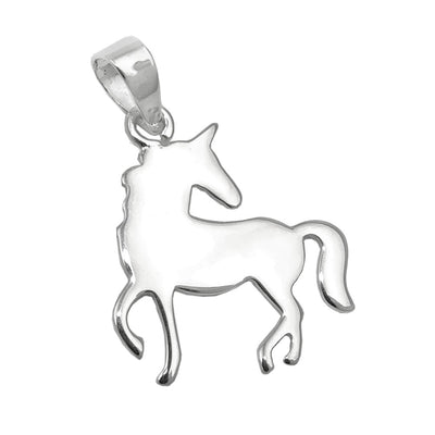 Pendant Flat Unicorn Polished Silver 925